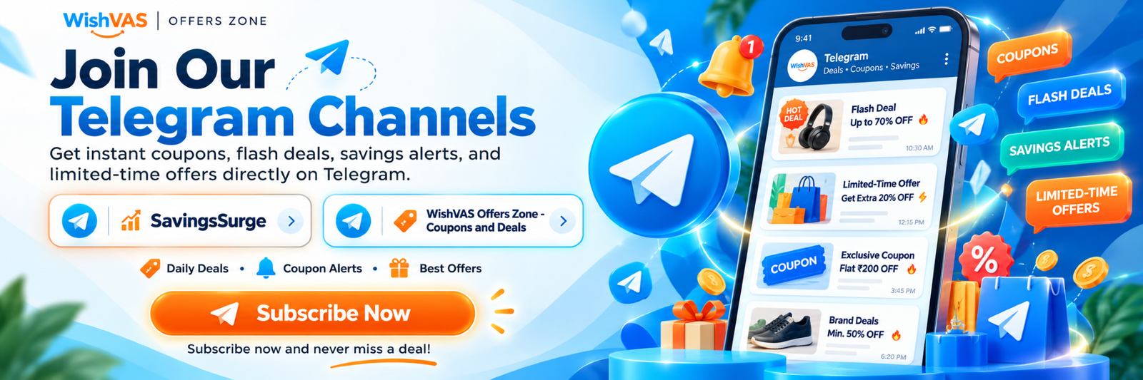 Telegram Channels for Offers Coupons Deals Discounts